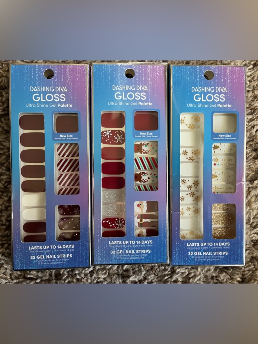 Dashing Diva Gloss Holiday Press-On Gel Nails - Red, White, Gold
